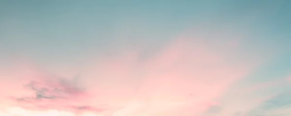 Foto auf Glas Pastel gradient blurred sky with cloud, sunset background. Soft focus sunshine bright peaceful morning summer. Rays light clean beach outdoor. Open view relax landscape spring cloud. © Jitti