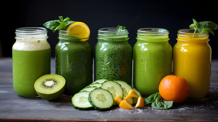 Cleansing concept with green smoothie