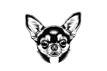 Chihuahua Beauty: A Detailed Vector Study of the Features in a Chihuahua's Head