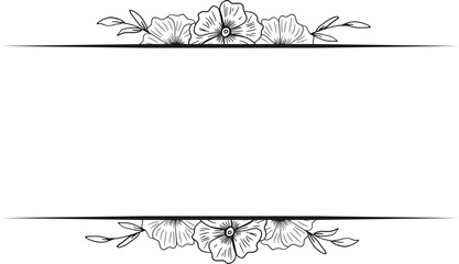 Rectangular text frame with hand drawn floral frame