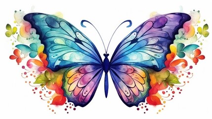 Butterfly watercolor illustration on white