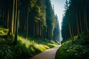 Fotobehang Bosweg footpath in the forest