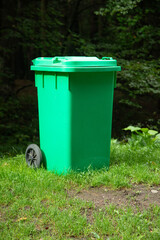 Trash bin in nature.