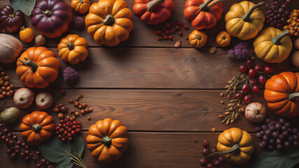 Obraz na płótnie Canvas Autumn harvest pumpkin and squash background.ai generated