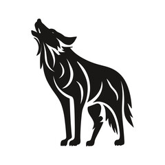 black wolf howling vector silhouette