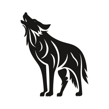 recommend clip art: black wolf howling vector silhouette