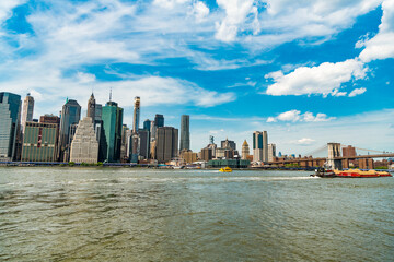 Fototapeta premium architectural cityscape in new york city. skyscraper skyline of manhattan. new york downtown architecture. city skyscraper of manhattan. modern skyscraper cityscape in midtown. New York City landmark