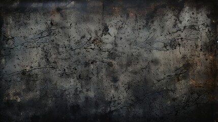 Dark and distressed abstract surface: a black grunge background with texture and scratches - obrazy, fototapety, plakaty