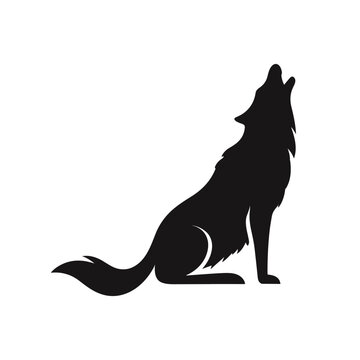 recommend clip art: black wolf howling vector silhouette