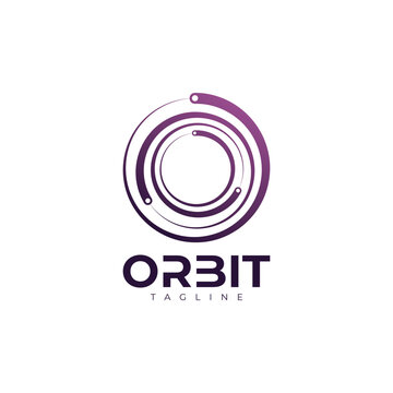 vector orbit planet logo with rotating planet concept idea