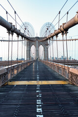 brooklyn bridge in new york. bridge spanning the East River between the boroughs of Manhattan and...