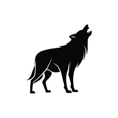 black wolf howling vector silhouette