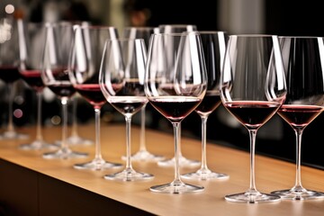 riedel sommelier bordeaux glasses containing different red wines