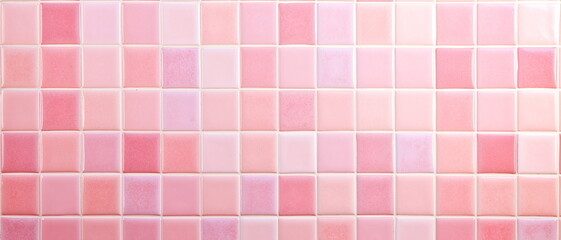 Fototapeta premium Ceramic tile wall texture background. Pink and white color.Texture as background wallpaper Banner