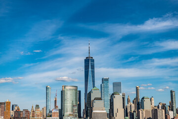 Obraz premium skyscraper building of nyc. ny urban city architecture. midtown manhattan. metropolitan city. metropolis cityscape. new york downtown. manhattan skyline. new york city