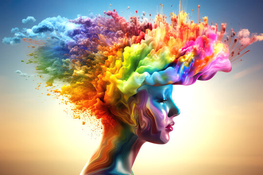 human brain explosion on background