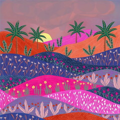 Simple 2D Nature Vector Illustration