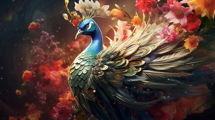 Obraz na płótnie Canvas Explore the folklore surrounding a mythical bird with the power to heal through flowers.