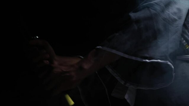 Samurai warrior gripping the sword
