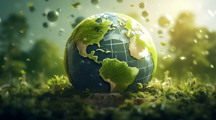 Obraz na płótnie Canvas world earth day concept green energy renewable and sustainable resources ai generated