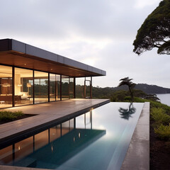 Minimalist villa overlooking the bay of islands