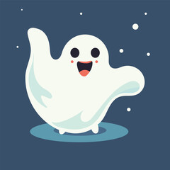 Vector cute halloween ghost flat character