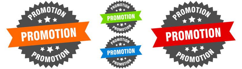 promotion sign. round ribbon label set. Seal