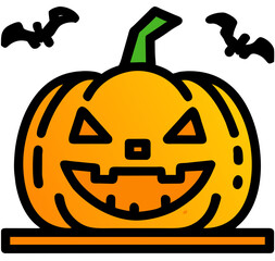 halloween pumpkin jack o lantern doodle icon cartoon style
