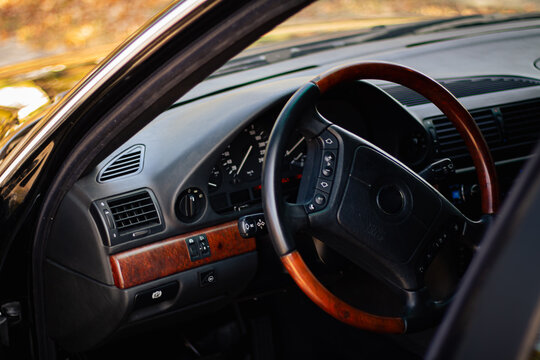 Luxurious interior of an old European car