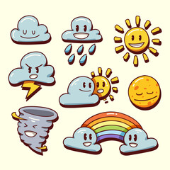 Cartoon Cute Weather Hand Drawn
