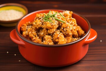 chicken popcorn in a yellow bowl