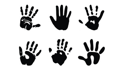 Human palm hand vector silhouette. Isolated on white. Handfläche bunt Kind

