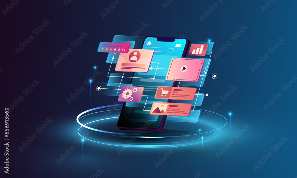 Canvas Prints abstract background image, technology concept of smartphone, web surfing on mobile network