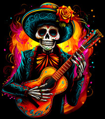 Mexican mexicano skull 4 - obrazy, fototapety, plakaty