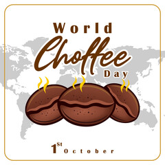 World Coffee Day Template Design Vector. Coffee day template for poster, banner, social media post. october 1. Vector illustration.