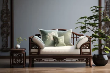 Rolgordijnen Asian style single sofa in living room by Zen Chinese © Denis