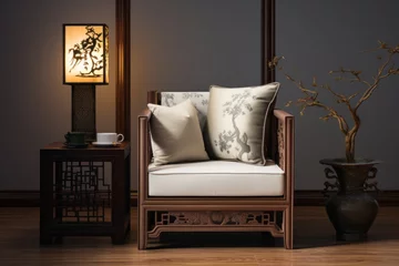 Sierkussen Asian style single sofa in living room by Zen Chinese © Denis