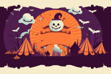 A vector illustration of haunted circus with copy space, perfect for a Halloween poster. © forvespa