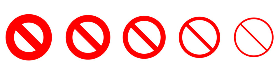 Prohibited sign icon set on transparent background