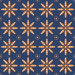 Japanese Star Flower Vector Seamless Pattern