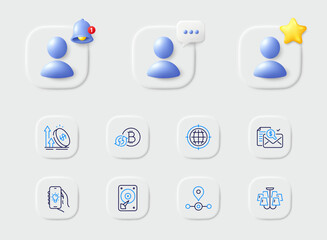Station, Electric app and Chandelier line icons. Placeholder with 3d star, reminder bell, chat. Pack of Excise duty, Accounting report, Seo internet icon. Refresh bitcoin, Hdd pictogram. Vector