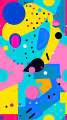 Fototapeta premium Colorful 90s seamless art collage with bold abstract shapes and colors. For wall art, covers, interior decoration, and backgrounds. Repeatable or tiled texture.