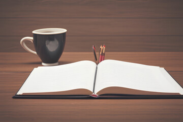 Fototapeta premium book and cup of coffee Generative AI