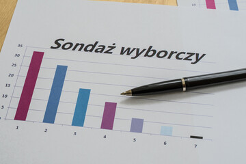 Sondaż wyborczy szkic wizualizacja na wykresie słupkowym  - obrazy, fototapety, plakaty