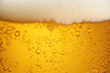 glass of beer with bubbles and foam - obrazy, fototapety, plakaty