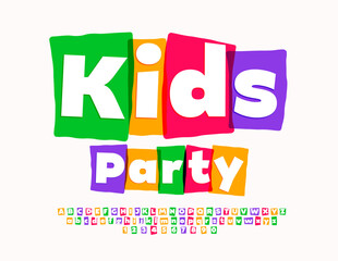 Vector creative invitation Kids Party. Funny watercolor Font. Artistic Alphabet Letters and Numbers set