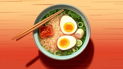 A steaming bowl of ramen with pork, seaweed, and a soft-boiled egg.