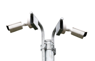 White CCTV Camera isolated on white.