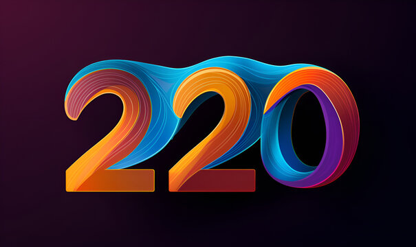 Colorful Number 220 on a Black Background