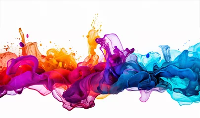 Rollo colorful ink splashes on white background  © Binary Studio